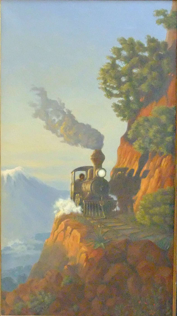 Steam train on mountain