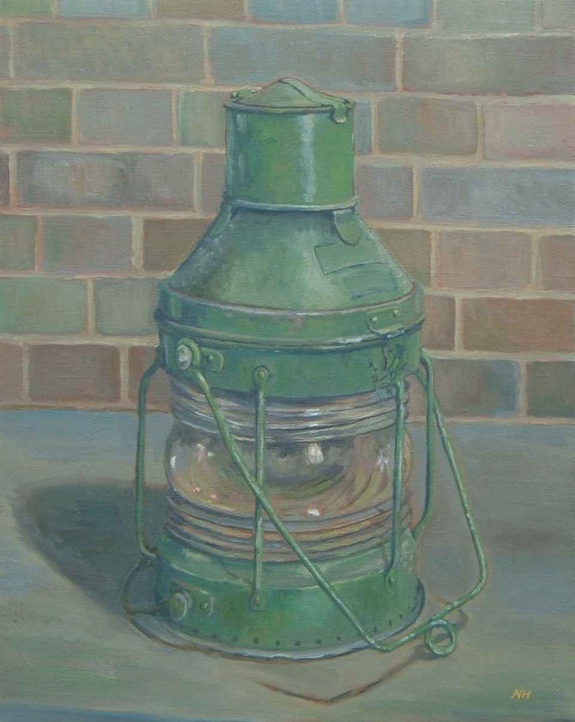 Still life, green signal lamp