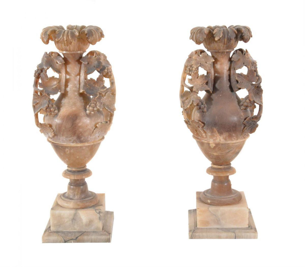 A Pair of Italian Turned and Carved Alabaster Vases - A Modern Grand Tour