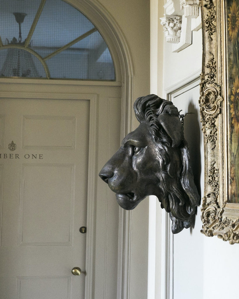 A bronzed Plaster Minton Fountain Lion Head