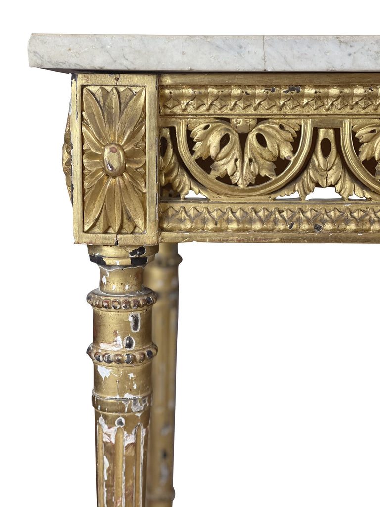 An Ornate Gilded Side Table with Marble Top