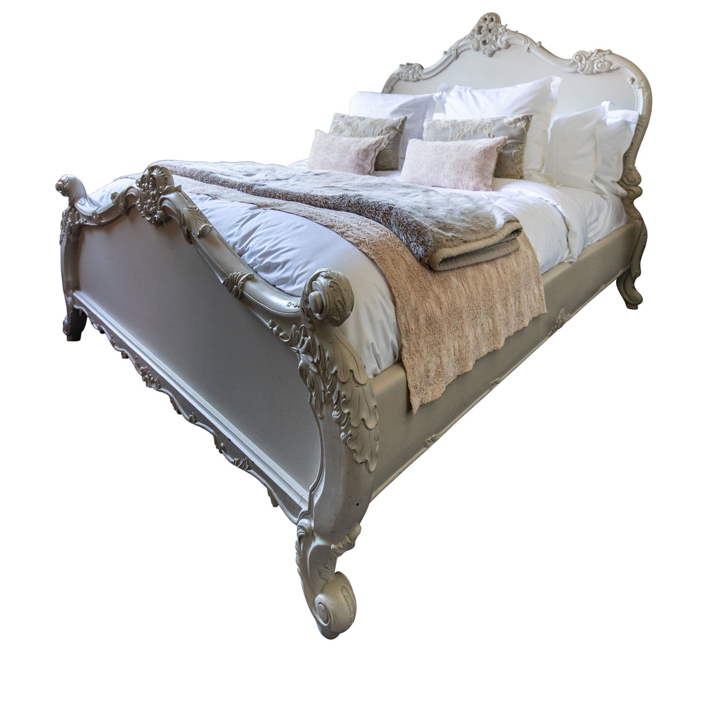 A French Style Carved Wood Double Bed