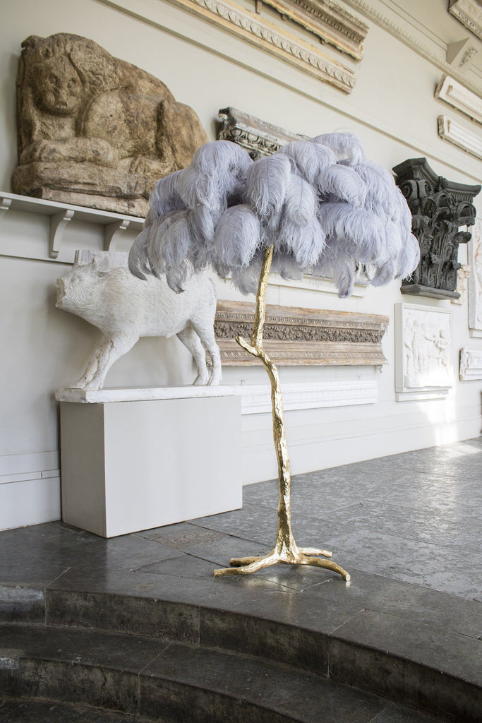 NEW - The Ostrich Feather Lamp Cloud Grey - A Modern Grand Tour