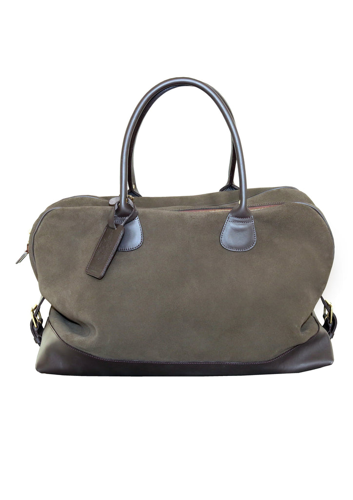 Large Aynhoe Overnight Bag in Moss Suede - A Modern Grand Tour
