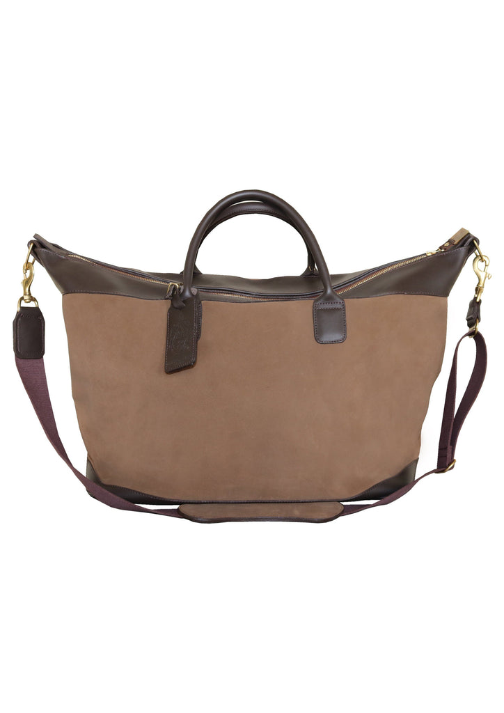 Large Aynhoe Overnight Bag in Stone Suede - A Modern Grand Tour