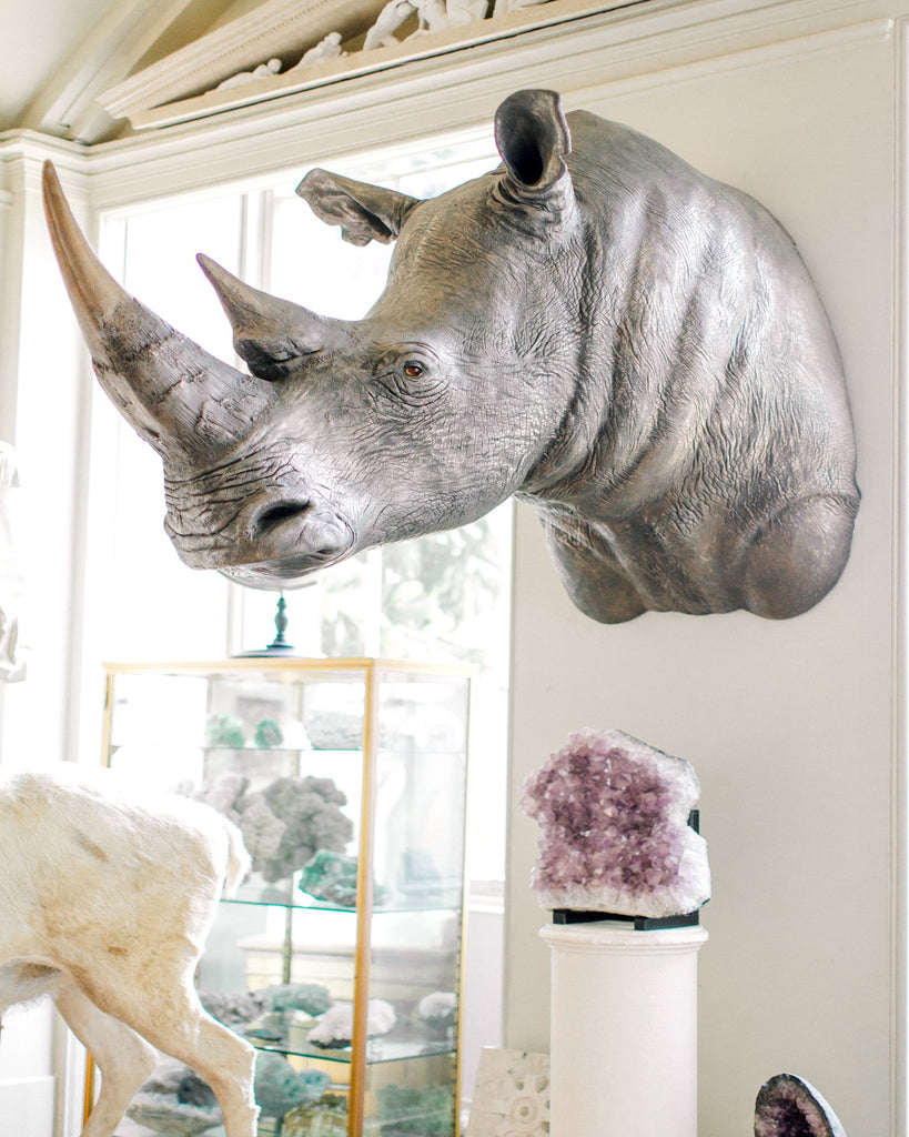 Golden rhinoceros sculpture